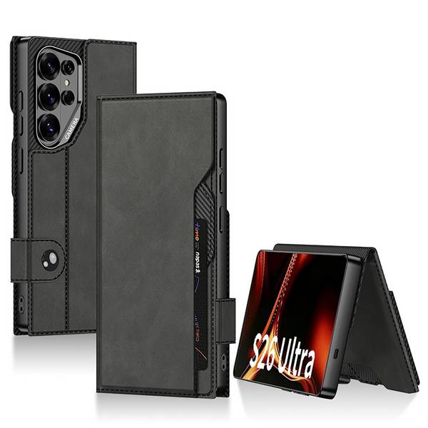 Handy Hülle Leder Flip für Samsung Galaxy S26 Ultra 5G Book Wallet Klapp Schwarz