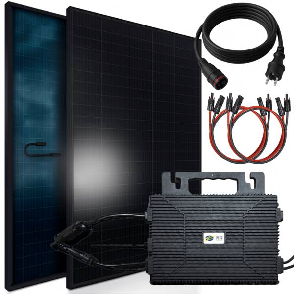 920W Balkonkraftwerk BIFAZIAL FULLBLACK komplett Steckdose ASTRO-E 800Watt Wechselrichter, Solaranlage 2x460W Glas-Glas