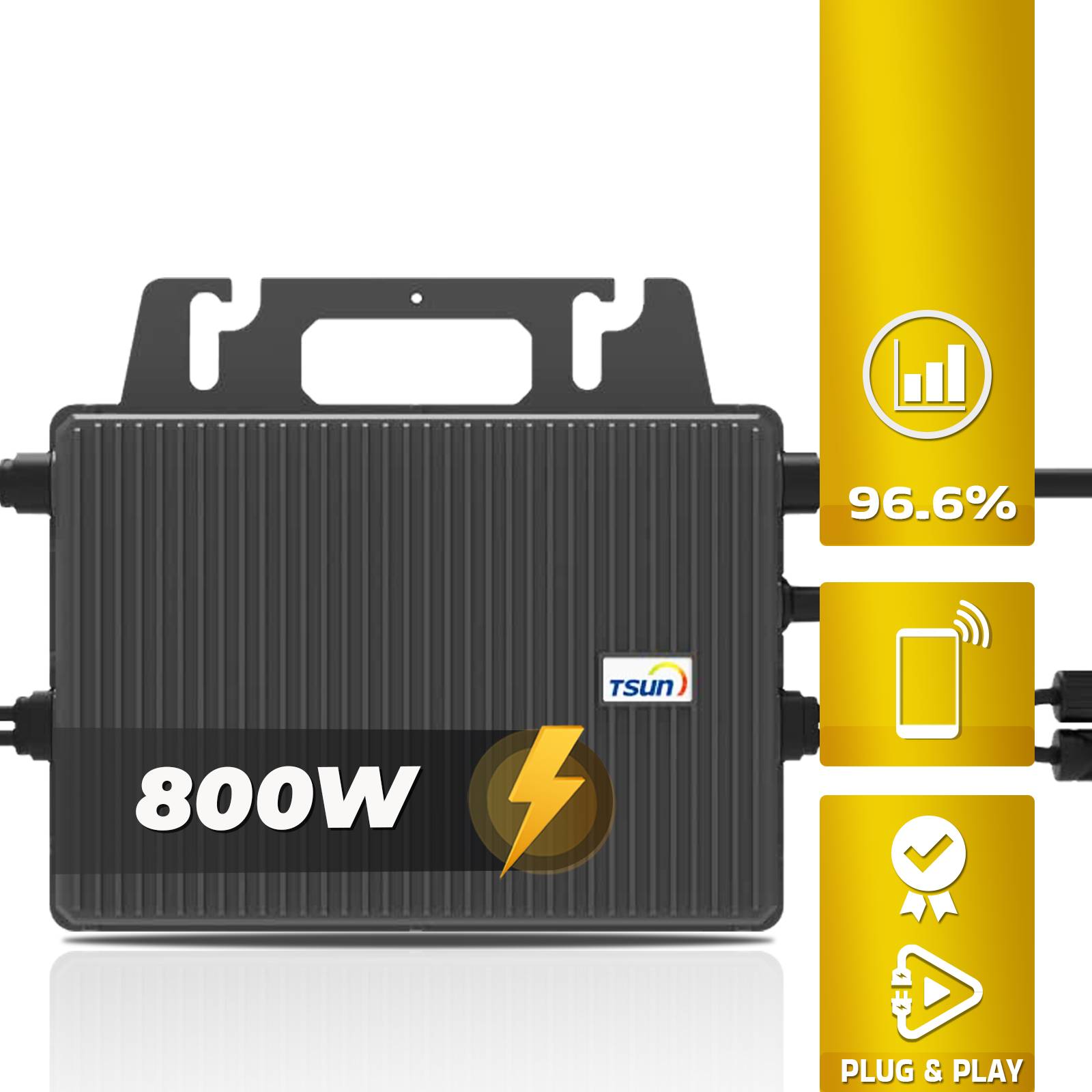 Balkonkraftwerk 920 / 800 Watt mit TSUN DCU2000Lite 2.01 kWh Solarspeicher, BIFAZIAL FULLBLACK komplett Steckdose-3