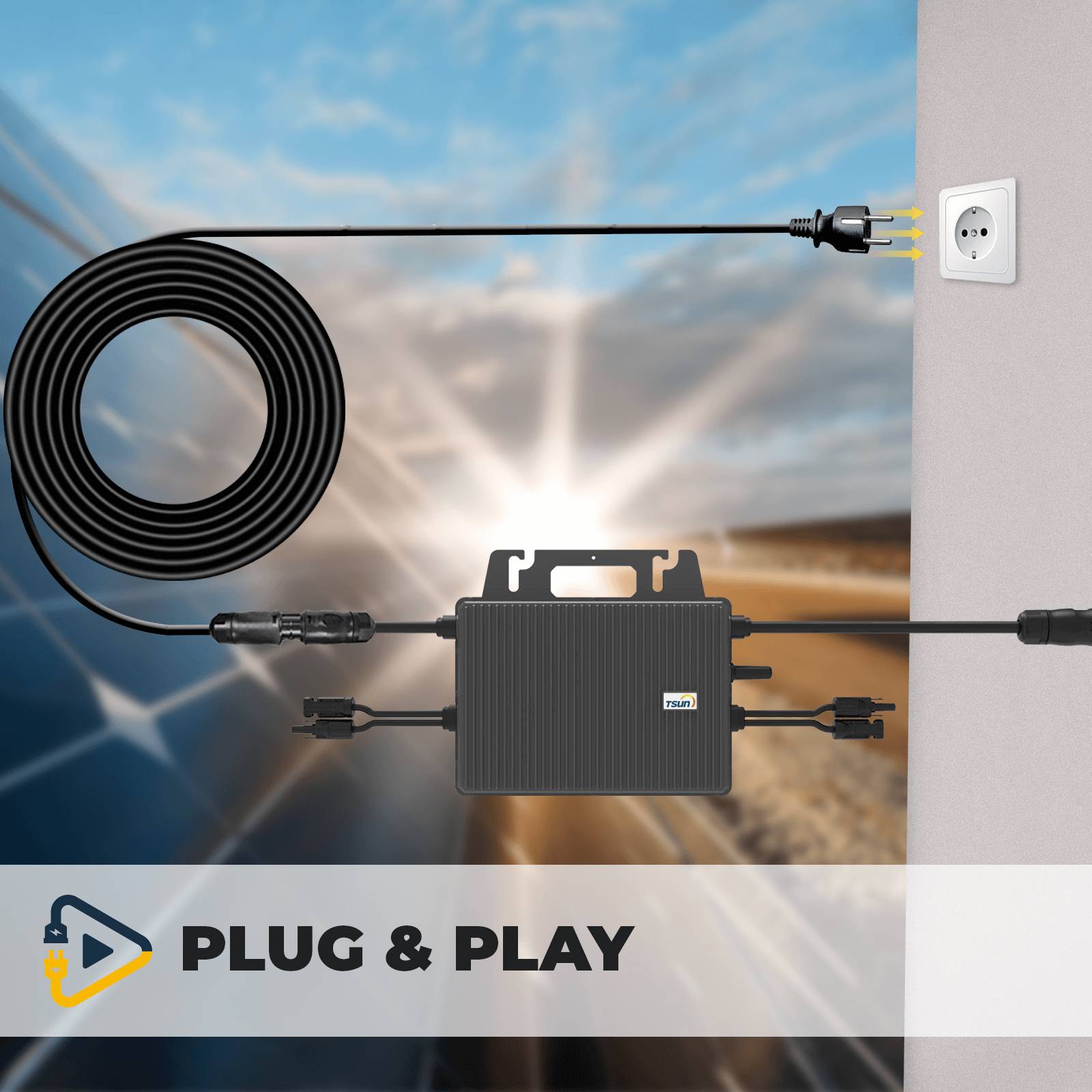 1840W Balkonkraftwerk BIFAZIAL FULLBLACK komplett Steckdose TSUN 800W Wechselrichter, Solaranlage 4x460W Glas-Glas-3