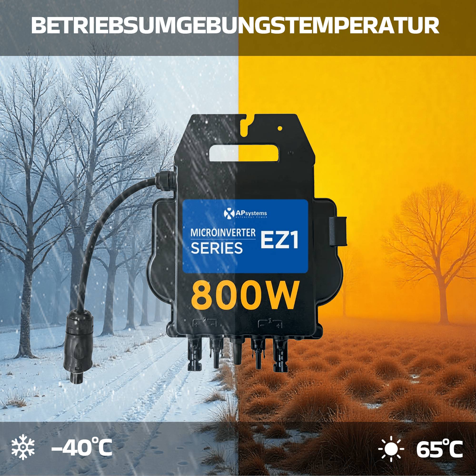 2000W Balkonkraftwerk BIFAZIAL FULLBLACK komplett Steckdose AP Systems 800W Wechselrichter, Solaranlage 4x500W Glas-Glas-3