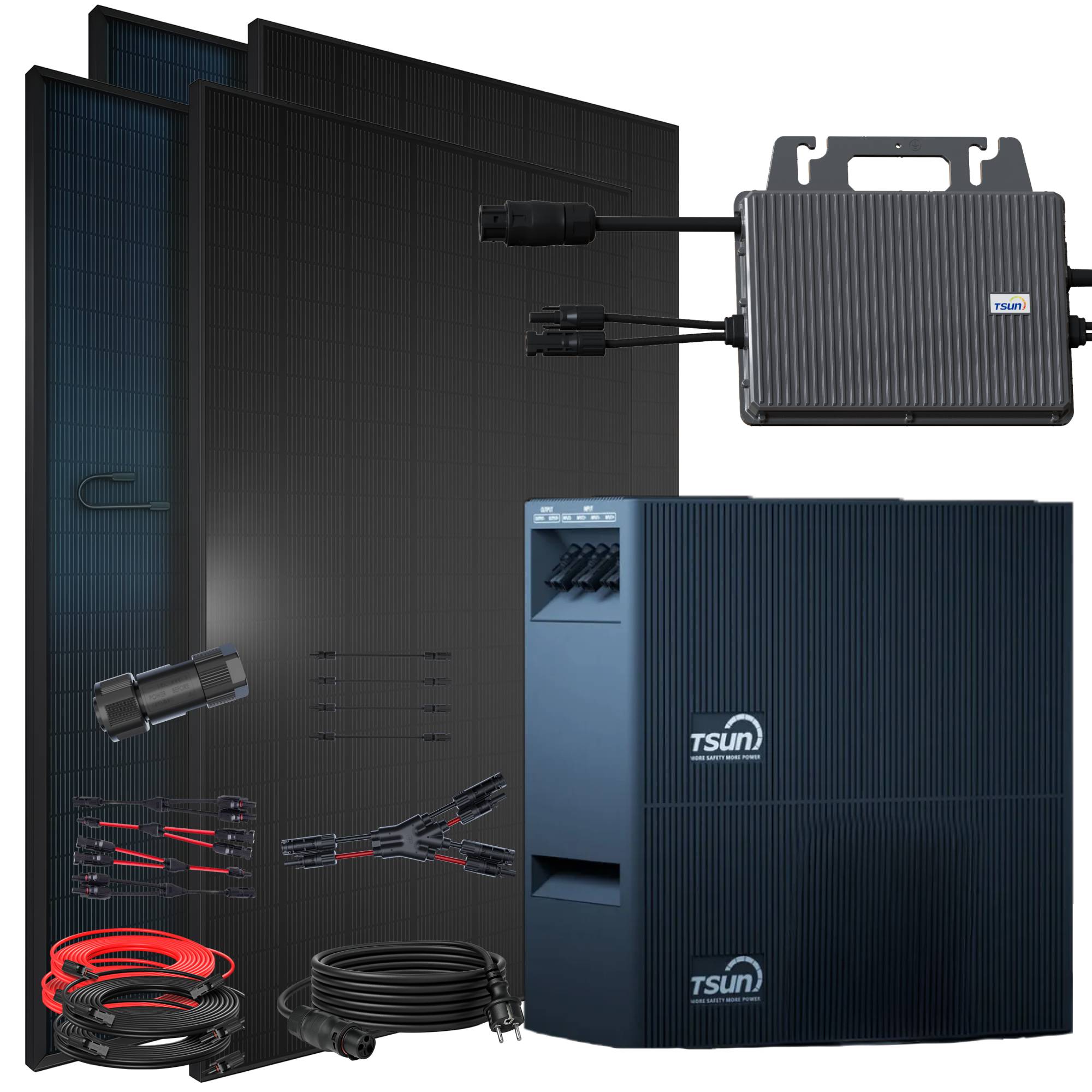 Balkonkraftwerk 2000 / 800 Watt mit TSUN DCU2000Lite 4.02 kWh Solarspeicher, BIFAZIAL FULLBLACK komplett Steckdose-0