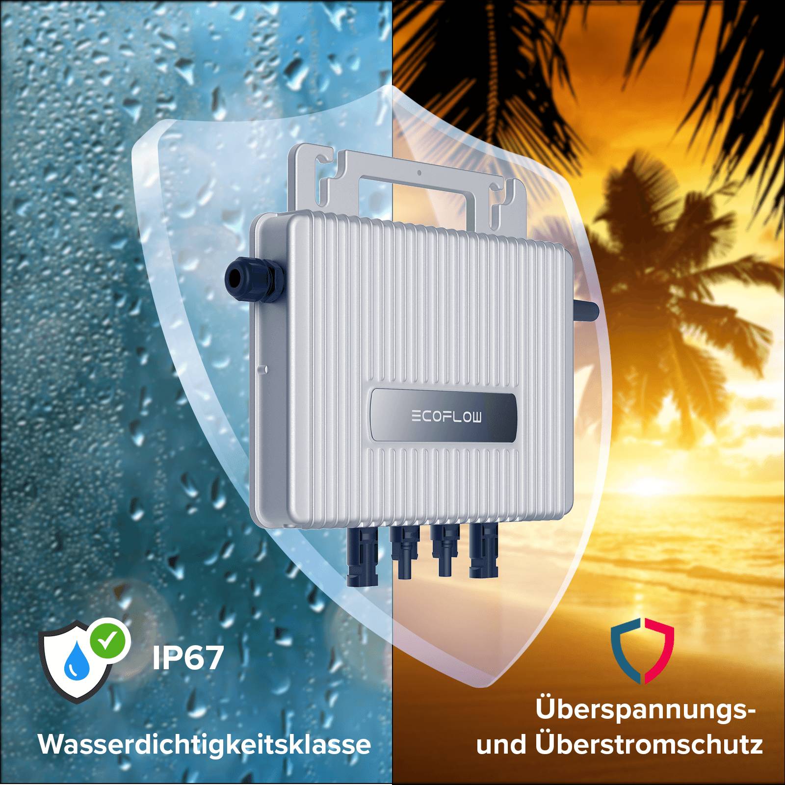 920W Balkonkraftwerk BIFAZIAL FULLBLACK komplett Steckdose ECOFLOW 800W Wechselrichter, Solaranlage 4x460W Glas-Glas-4