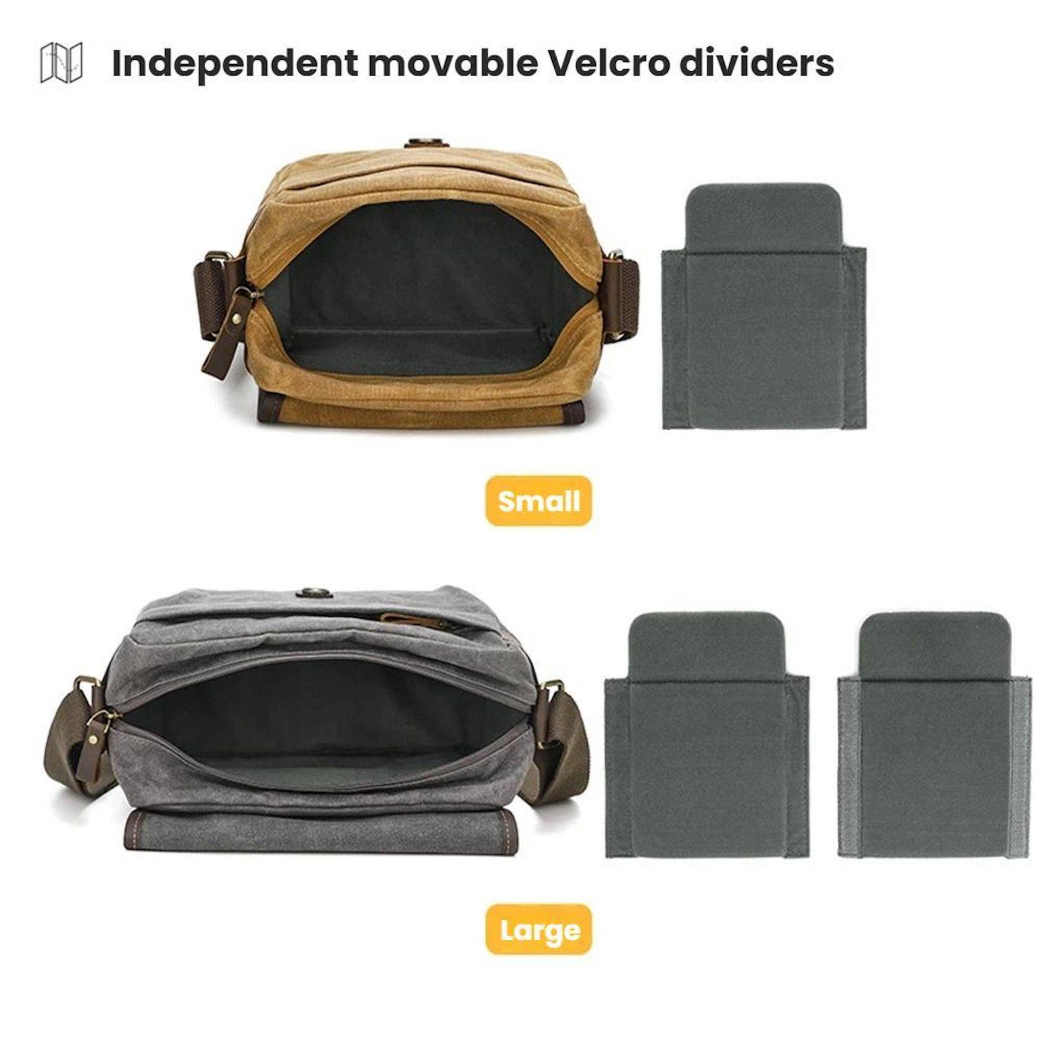 Canvas Kamera Tasche Messenger mit Trennfächern Größe L Gelb-3