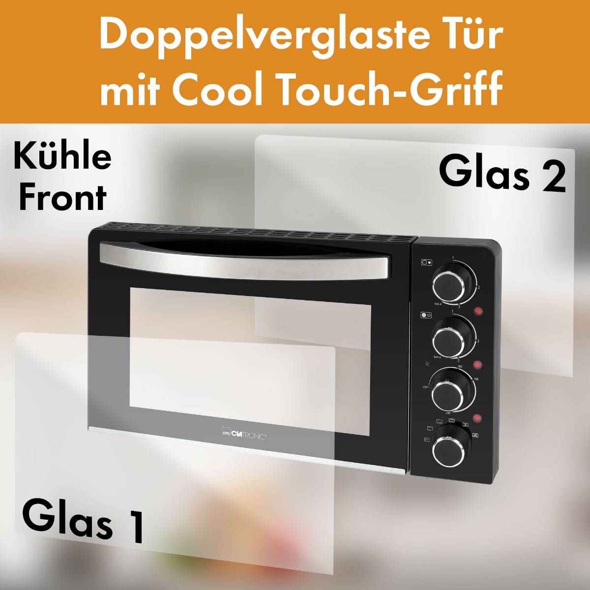 CLATRONIC Kleinküche KK 3786, mit 2 Kochplatten, schwarz (95273860)-3