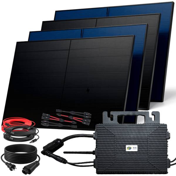 2000W Balkonkraftwerk BIFAZIAL FULLBLACK komplett Steckdose ASTRO-E 800Watt Wechselrichter, Solaranlage 4x500W Glas-Glas