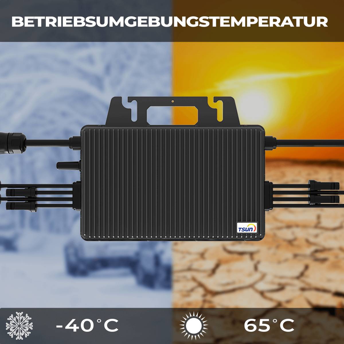 2000W Balkonkraftwerk BIFAZIAL FULLBLACK komplett Steckdose TSUN 2000W Wechselrichter, Solaranlage 4x500W Glas-Glas-4