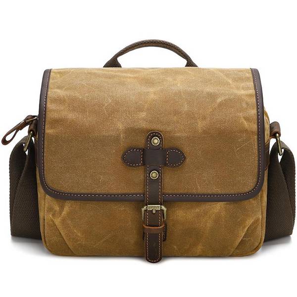 Canvas Kamera Tasche Messenger mit Trennfächern Größe L Gelb