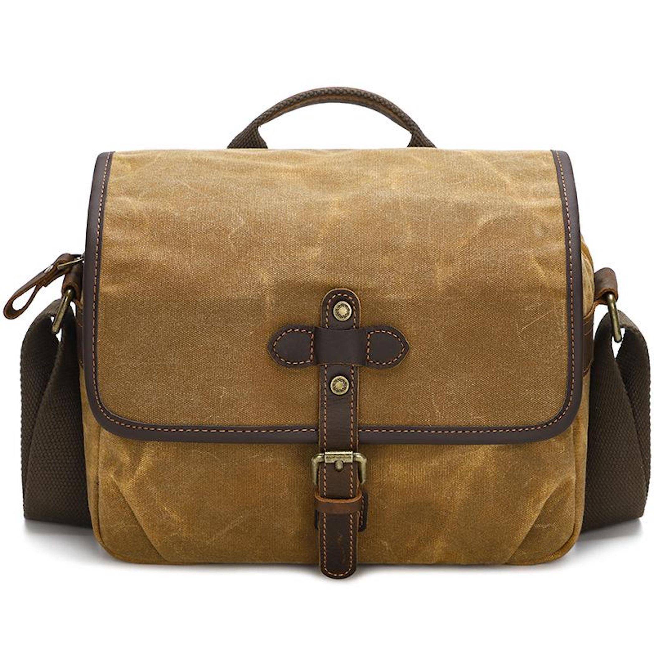 Canvas Kamera Tasche Messenger mit Trennfächern Größe L Gelb-0