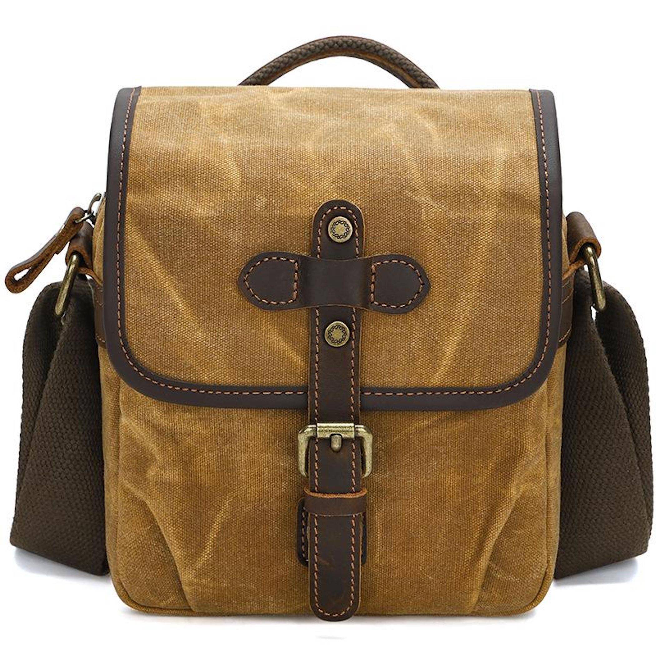 Canvas Kamera Tasche Messenger mit Trennfächern Größe S Gelb-0
