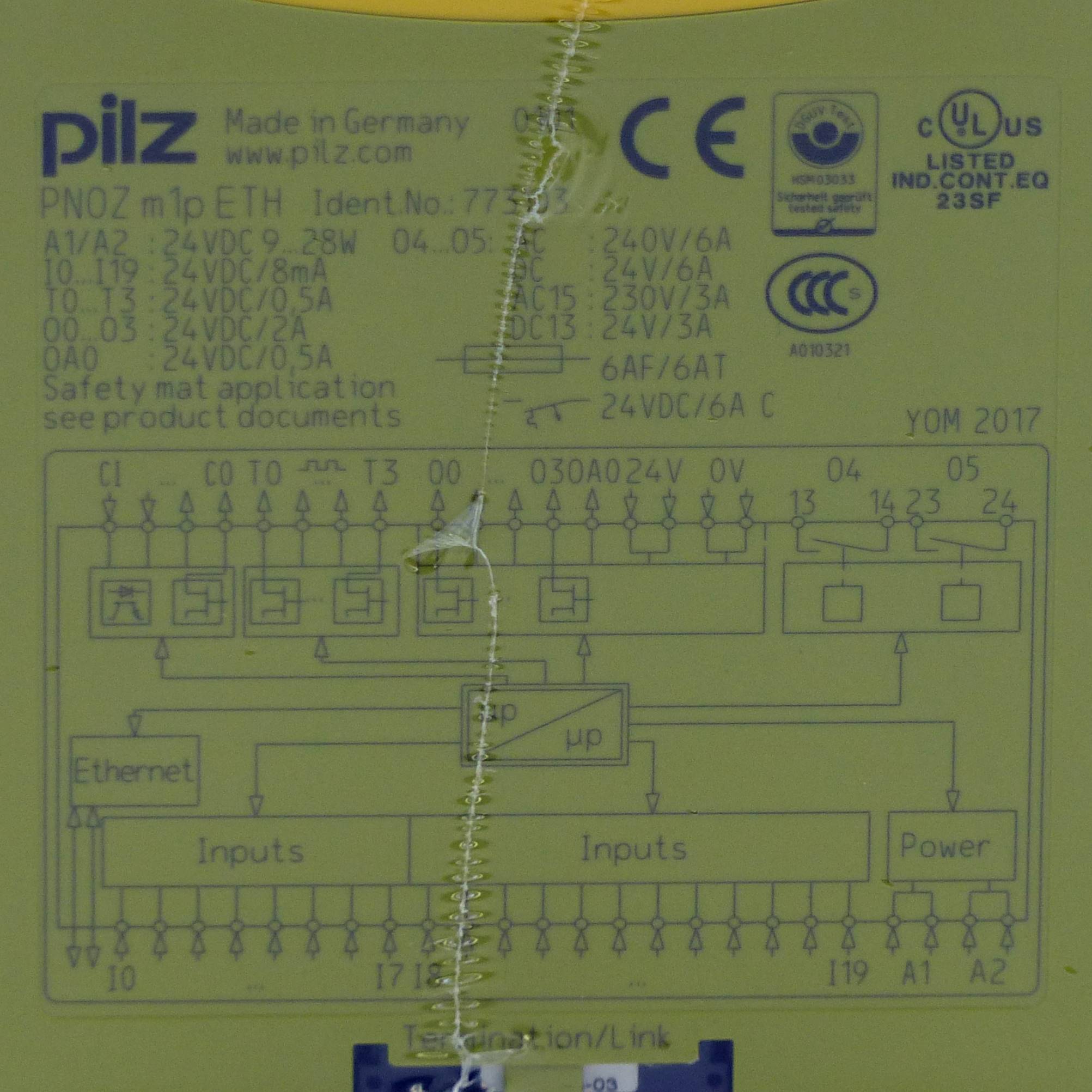 PILZ PNOZ m1p ETH, Konfigurierbare sichere Kleinsteuerungen, P/n: 773103-1