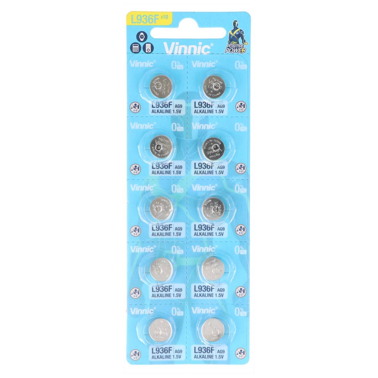 10 Stück Knopfzellen AG9, L936, SR936, SR45, 394, 524, RW33 Alkaline Batterie-0