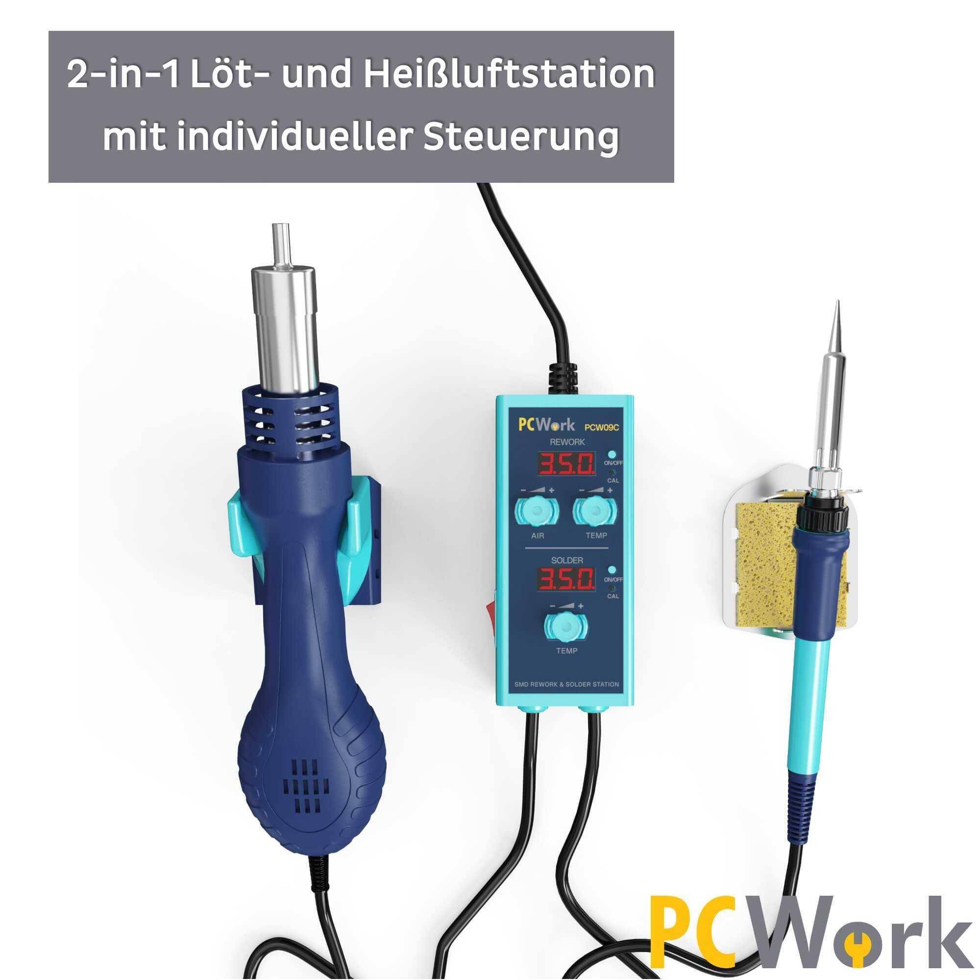PCWork PCW09C Lötstation Heißluftstation 2in1, 900M Lötspitzen, LED Display, Sleep Funktion, 650W-2