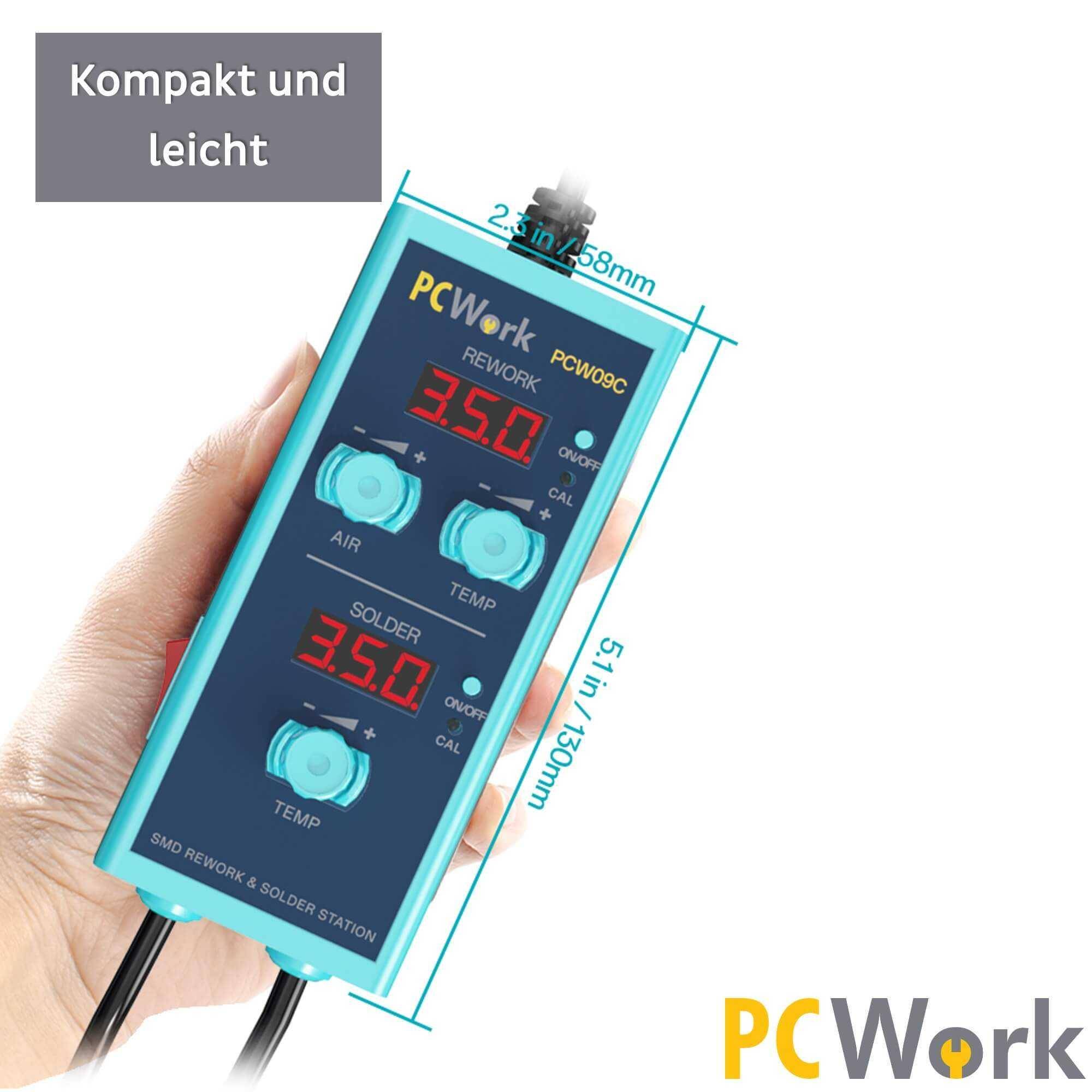 PCWork PCW09C Lötstation Heißluftstation 2in1, 900M Lötspitzen, LED Display, Sleep Funktion, 650W-3