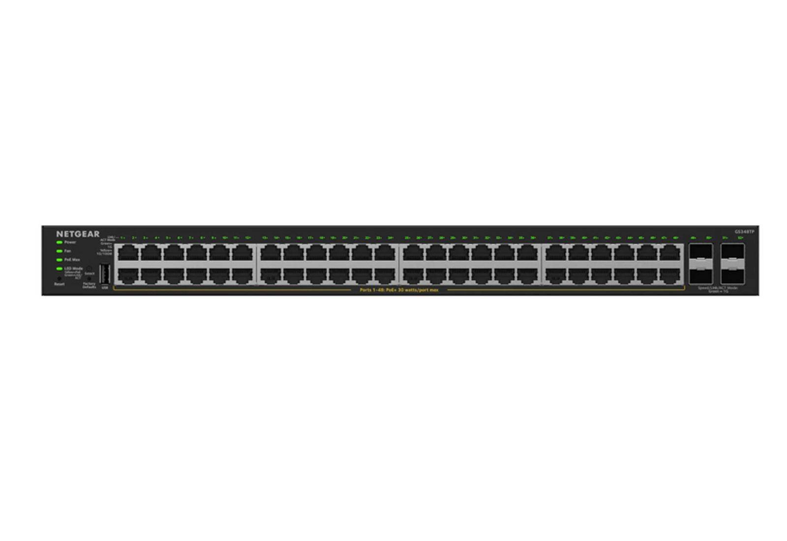 GS348TPv2 - Switch - 2+/L3 Lite - Smart - 48 x 10/100/1000 (PoE+)-1