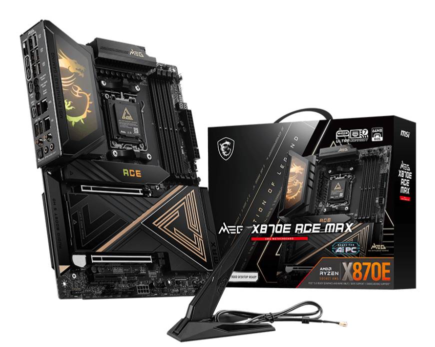 MSI MEG X870E ACE MAX - Motherboard - ATX - Socket AM5 - AMD X870E Chipsatz - USB4, USB-C 3.2 Gen 2x2, USB-C 3.2 Gen2, U-1