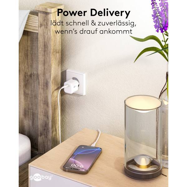 Goobay Nano USB Netzteil 30W Power Delivery GaN Charger, kompaktes universal Ladegerät, USB-C® , Weiß-6