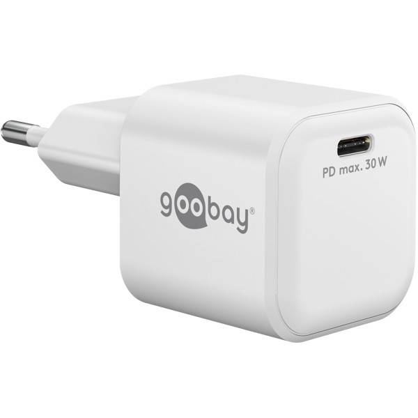 Goobay Nano USB Netzteil 30W Power Delivery GaN Charger, kompaktes universal Ladegerät, USB-C® , Weiß-0