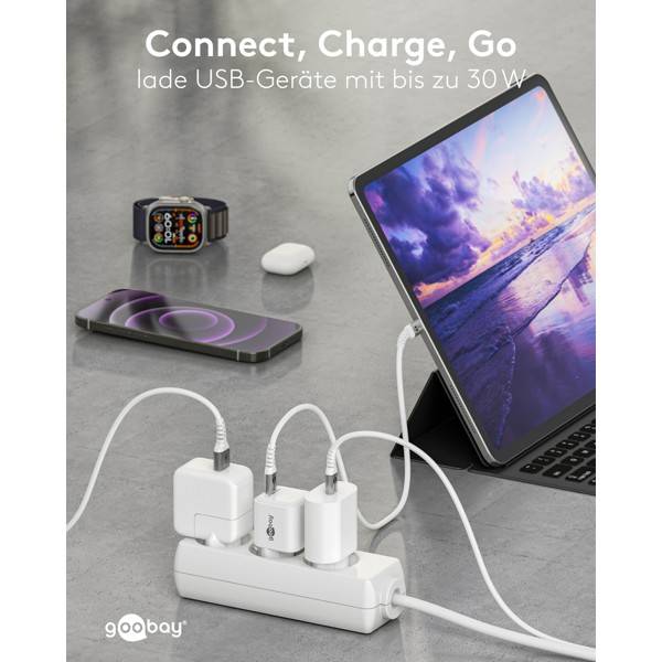 Goobay Nano USB Netzteil 30W Power Delivery GaN Charger, kompaktes universal Ladegerät, USB-C® , Weiß-3