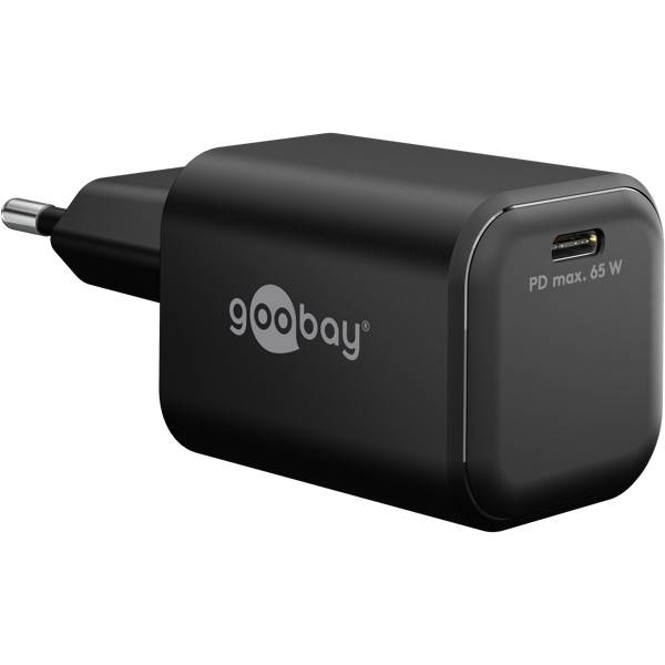 Goobay Nano USB Netzteil 65W Power Delivery GaN Charger, kompaktes universal Ladegerät, USB-C® , Schwarz-0