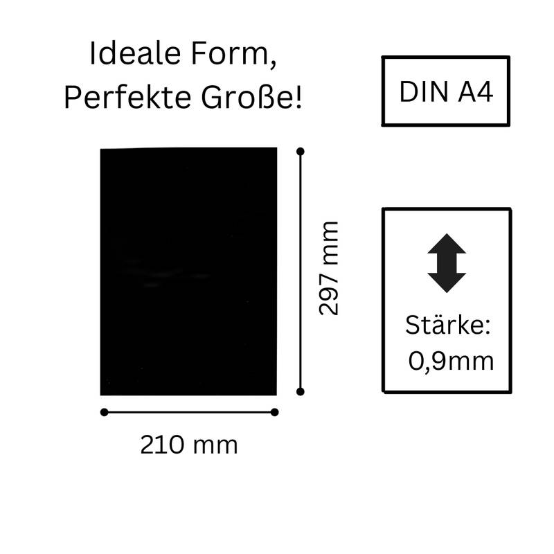 5 Stück Magnetfolie A4 0,9 mm Schwarz Beschreibbar – PVC Oberfläche – Flexible Gummi-Magnetplatte Zuschneidbar-3
