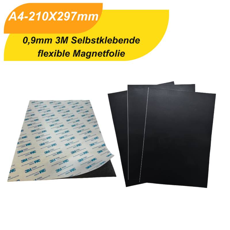 1 Stück Magnetfolie A4 0,9 mm Selbstklebend 3M – Flexible Gummi-Magnetplatte Zuschneidbar – Stark haftend-0
