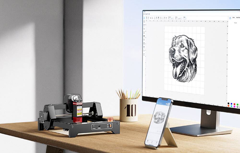 Symbolbild für LONGER RAY5 mini 3,5W Lasergravierer, 130x140mm Arbeitsbereich, 12.000 mm/min