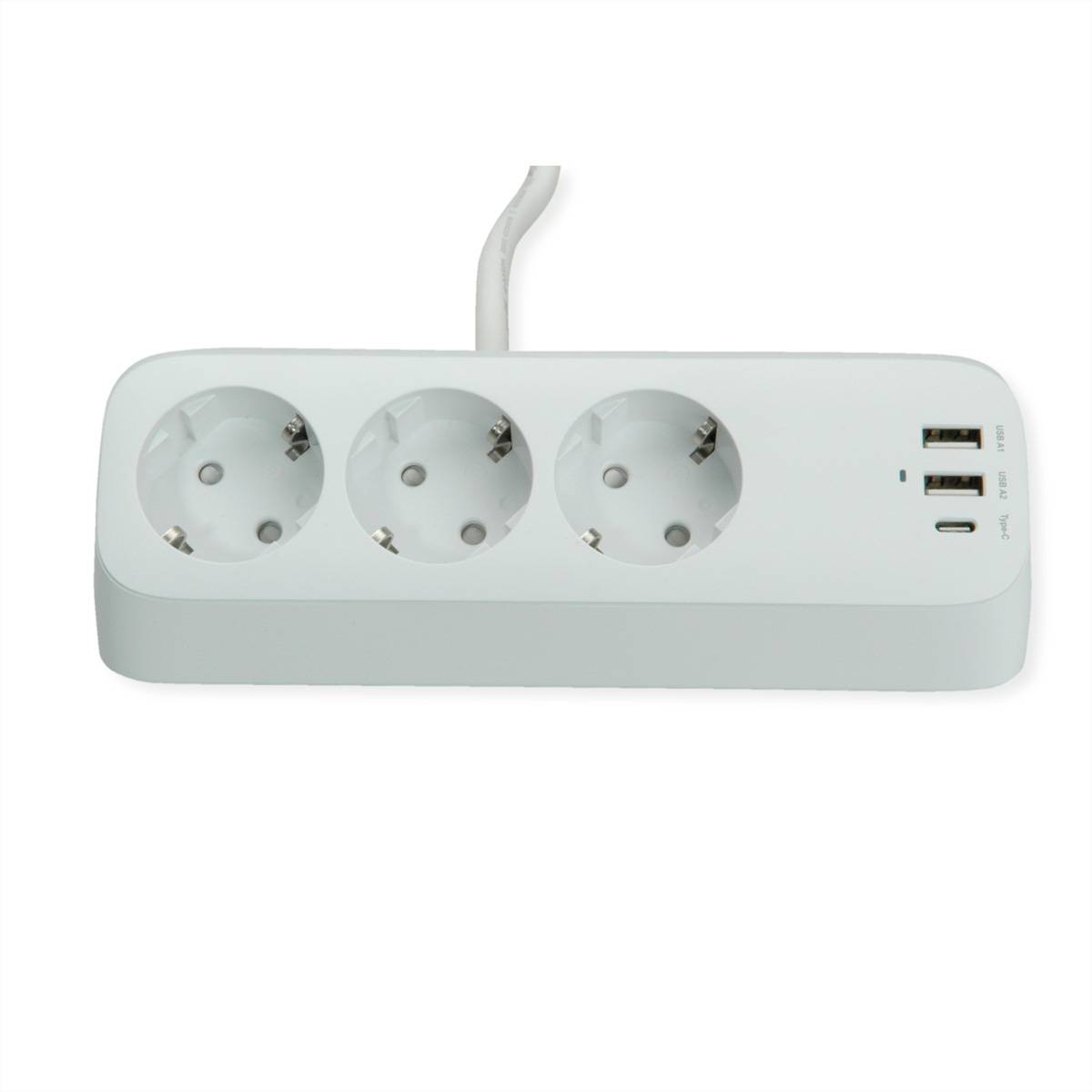 VALUE Tisch-Steckdosenleiste, 3fach mit Tisch-Klemme, inkl. USB-Charger (2x USB-A, 1x USB-C), 1,5 m-2