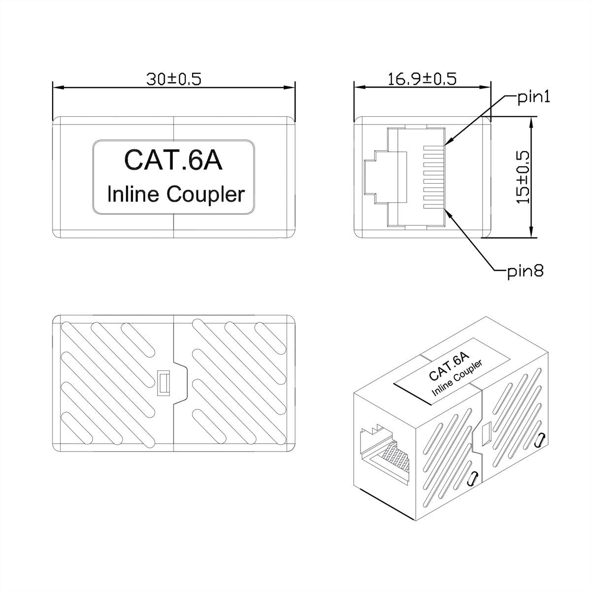ROLINE RJ-45 Kupplung ungeschirmt, Cat.6A (Class EA), weiß-1