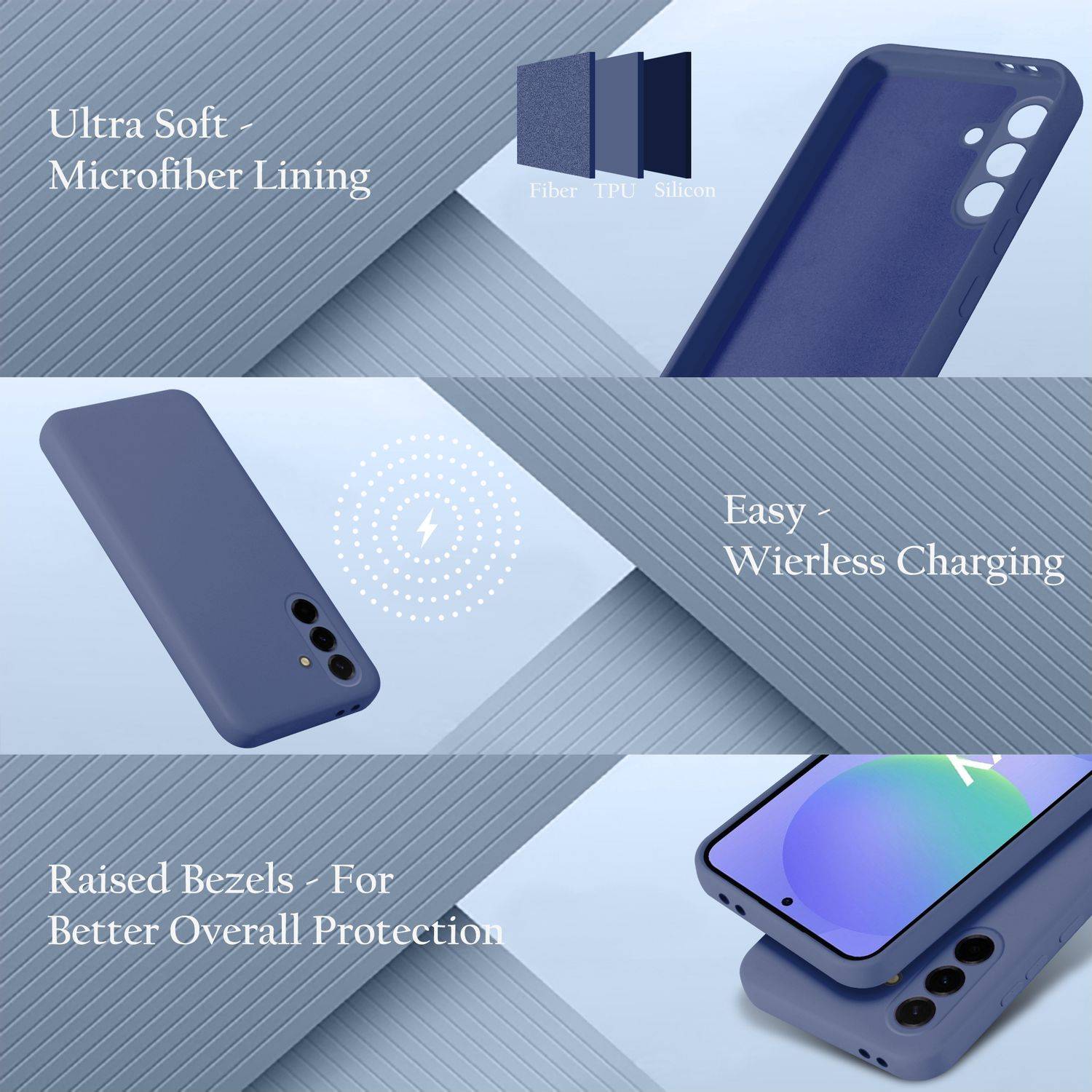 Cadorabo Schutzhülle für Samsung Galaxy A36 Hülle in Blau Handyhülle Case Cover TPU Etui-2