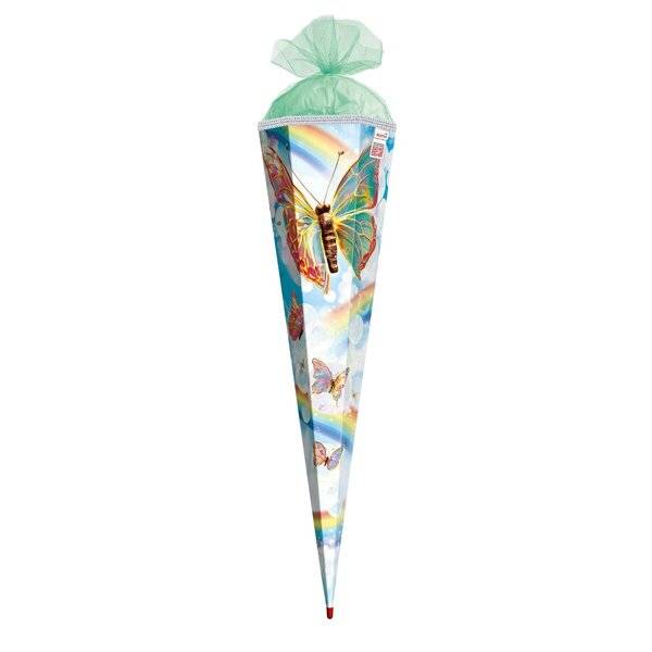 Schultüte Rainbow Butterfly - eckig 85 cm Sound Glitzerborte-1