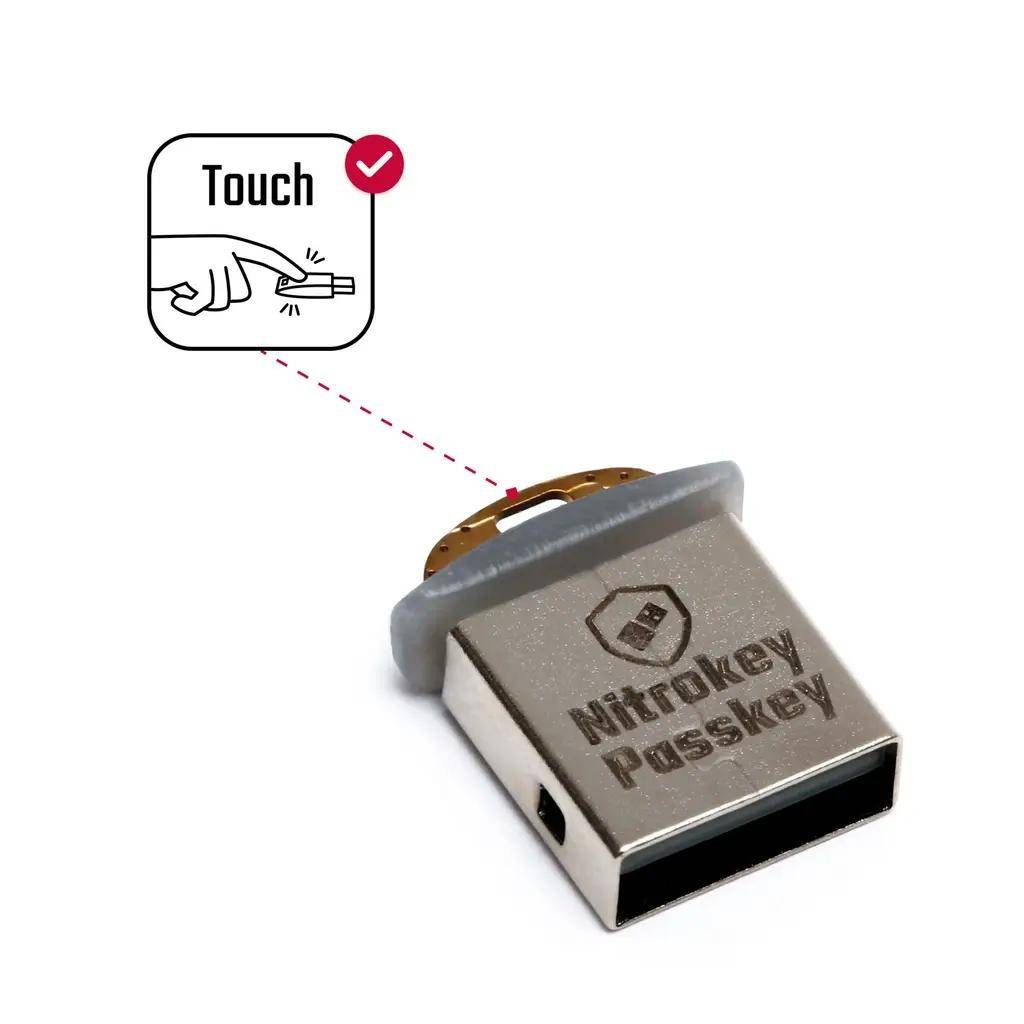 Nitrokey Passkey Security Key, WebAuthn, FIDO2, U2F, SSH, Touchbutton, Open Source-1