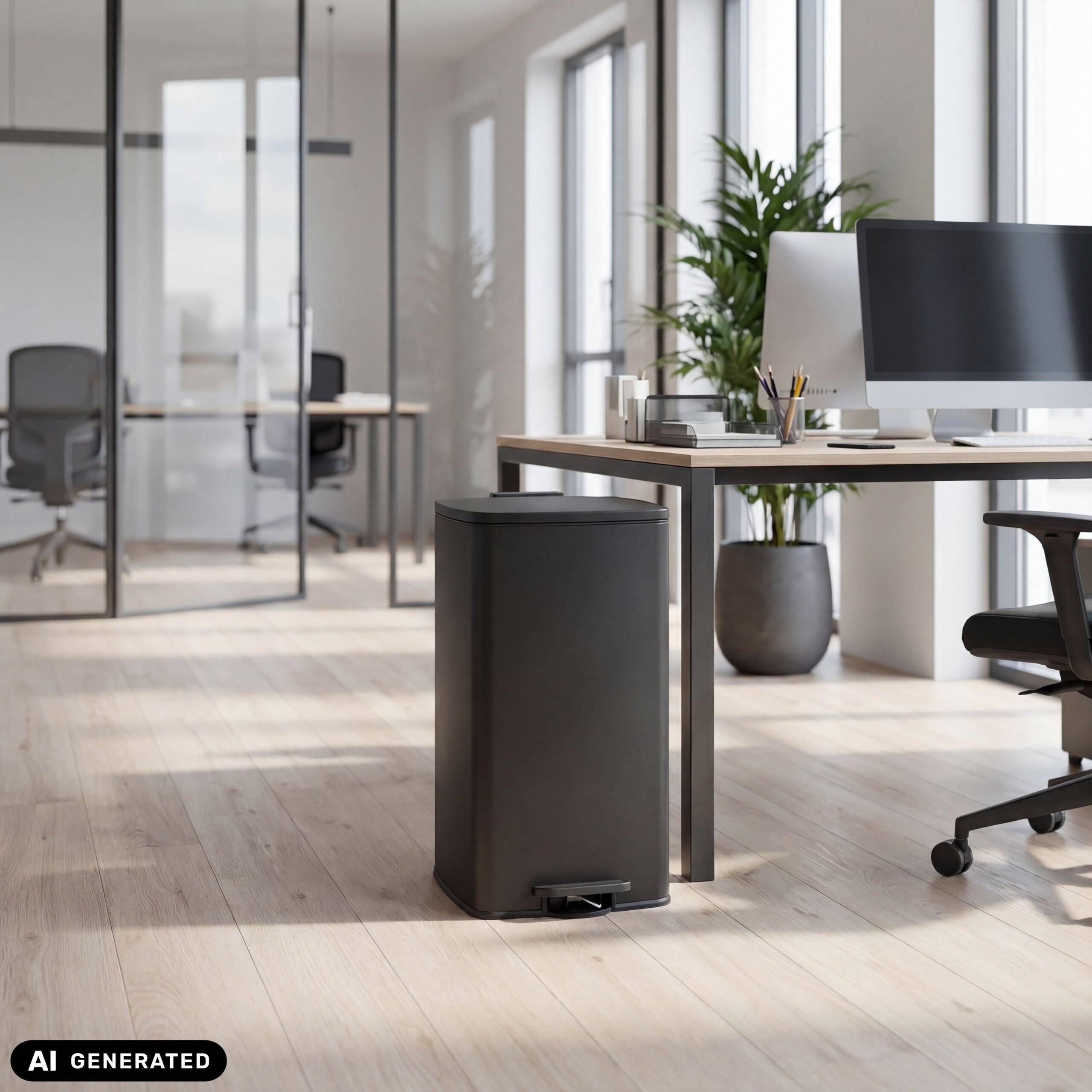 Abfallsammler Mülleimer Clean Step 4 60L schwarz matt hjh OFFICE-3