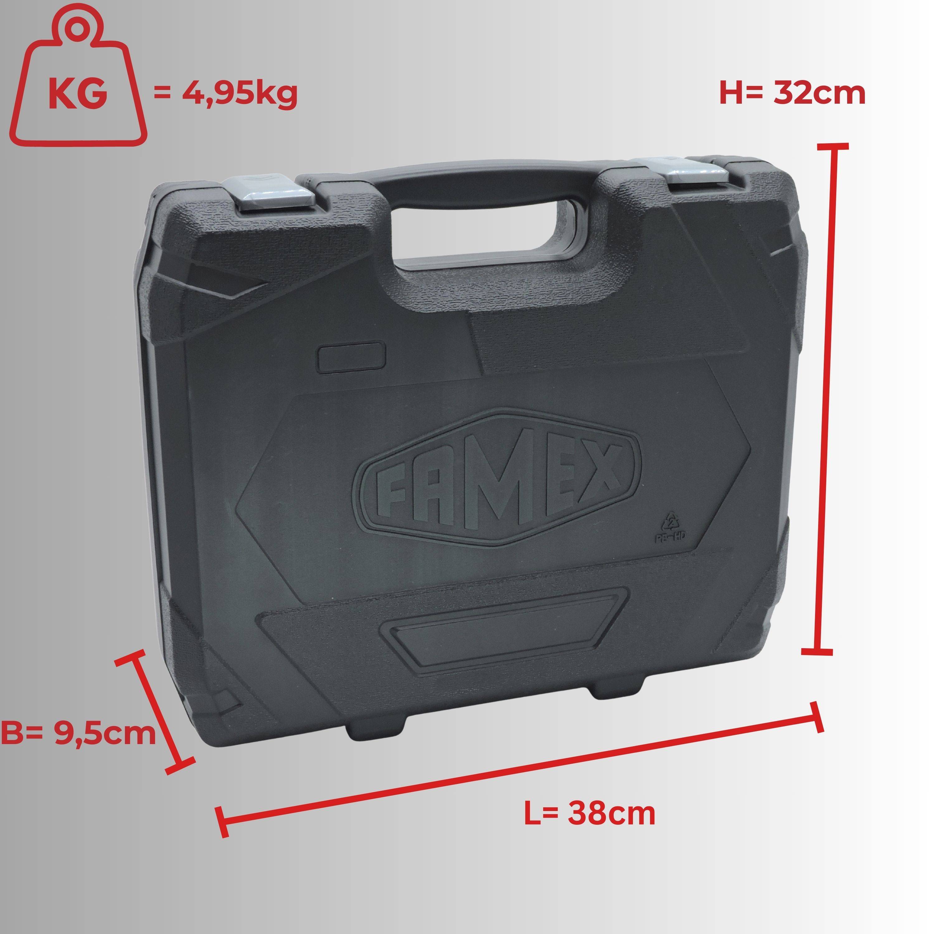 FAMEX 144-50 Kompakter Werkzeugkoffer bestückt mit Werkzeug Set für Auto, Camper, CV-Stahl, Idealer Bordkoffer-4