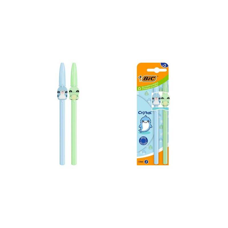 BIC Kugelschreiber Cristal Pastel Figurines, blau + grün-0