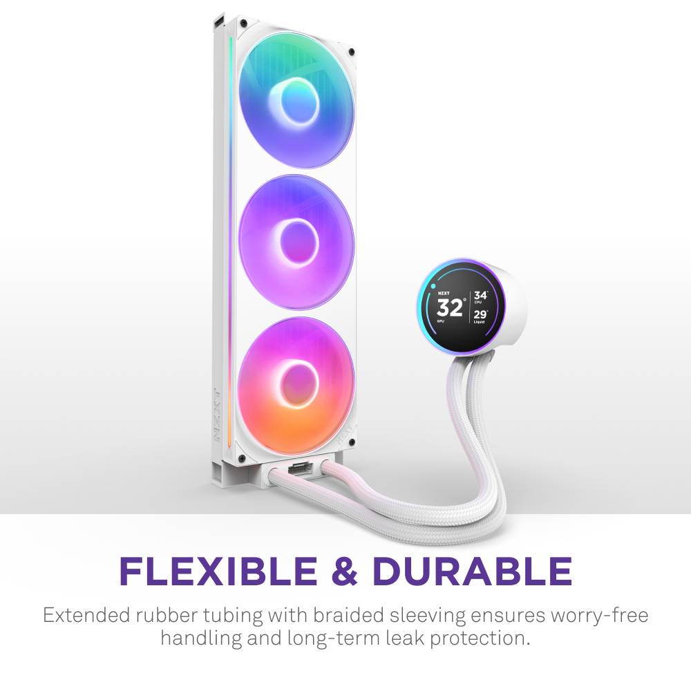 NZXT Kraken Elite 420 RGB, All-in-One-Flüssigkeitskühler, 14 cm, Weiß-4