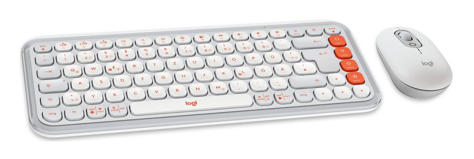 Logitech POP Icon Combo - Tastatur-und-Maus-Set - Bluetooth LE - Off White - orange - TL: Deutsch, QWERTZ-3