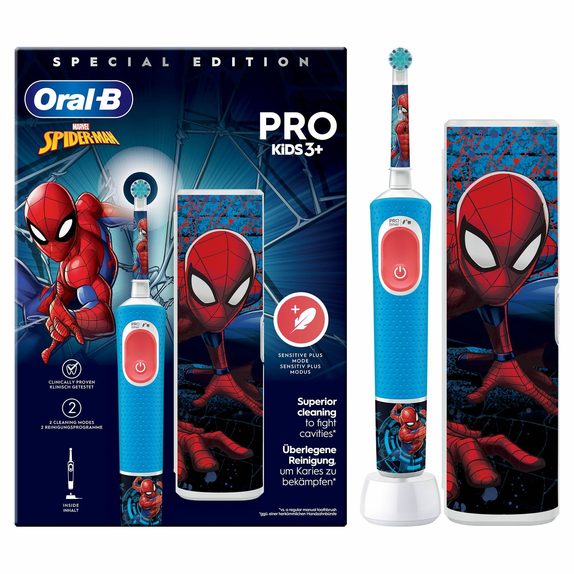 Oral-B Vitality Pro Kids Spiderman, Kind, Rotierende-vibrierende Zahnbürste, Tägliche Pflege, Sensibel, Super sensitive,-3