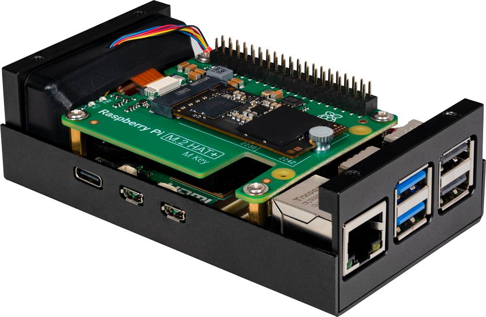 JOY-IT - Raspberry Pi RB-ALUCASEP5-M2, Hülle, Raspberry Pi, Raspberry Pi, Schwarz, Aluminium, 108 mm-1