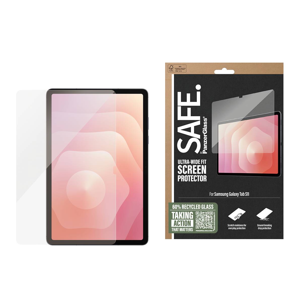 PanzerGlass SAFE. by ® Displayschutz Samsung Tab S11 | Ultra-Wide Fit, Samsung, Samsung - Galaxy Tab S11, Trockene Anwen-2