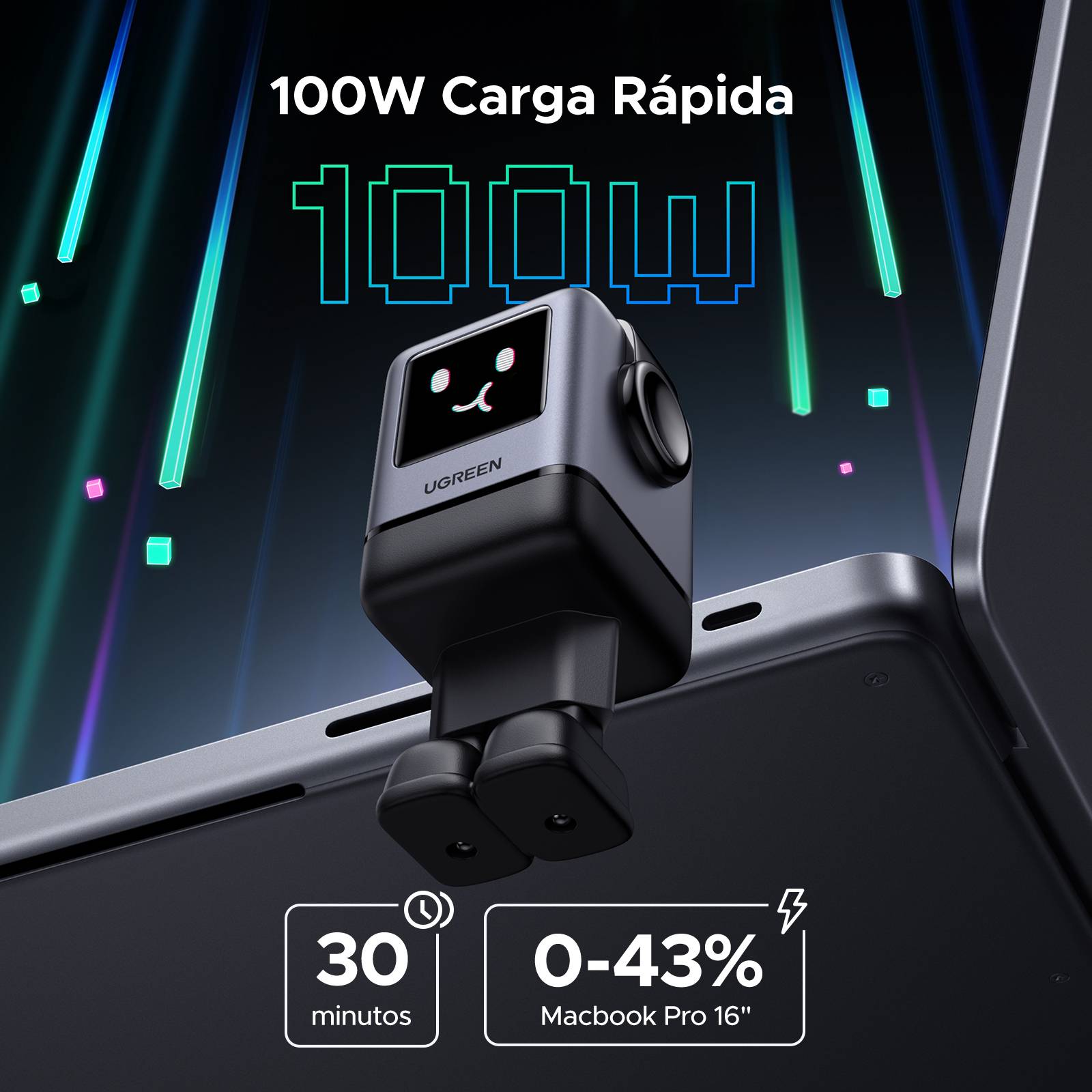 Ugreen Uno - Netzteil - 100 Watt - Fast Charge, PD/PPS, PD, QC - 4 Ausgabeanschlussstellen (3 x USB-C, USB)-1