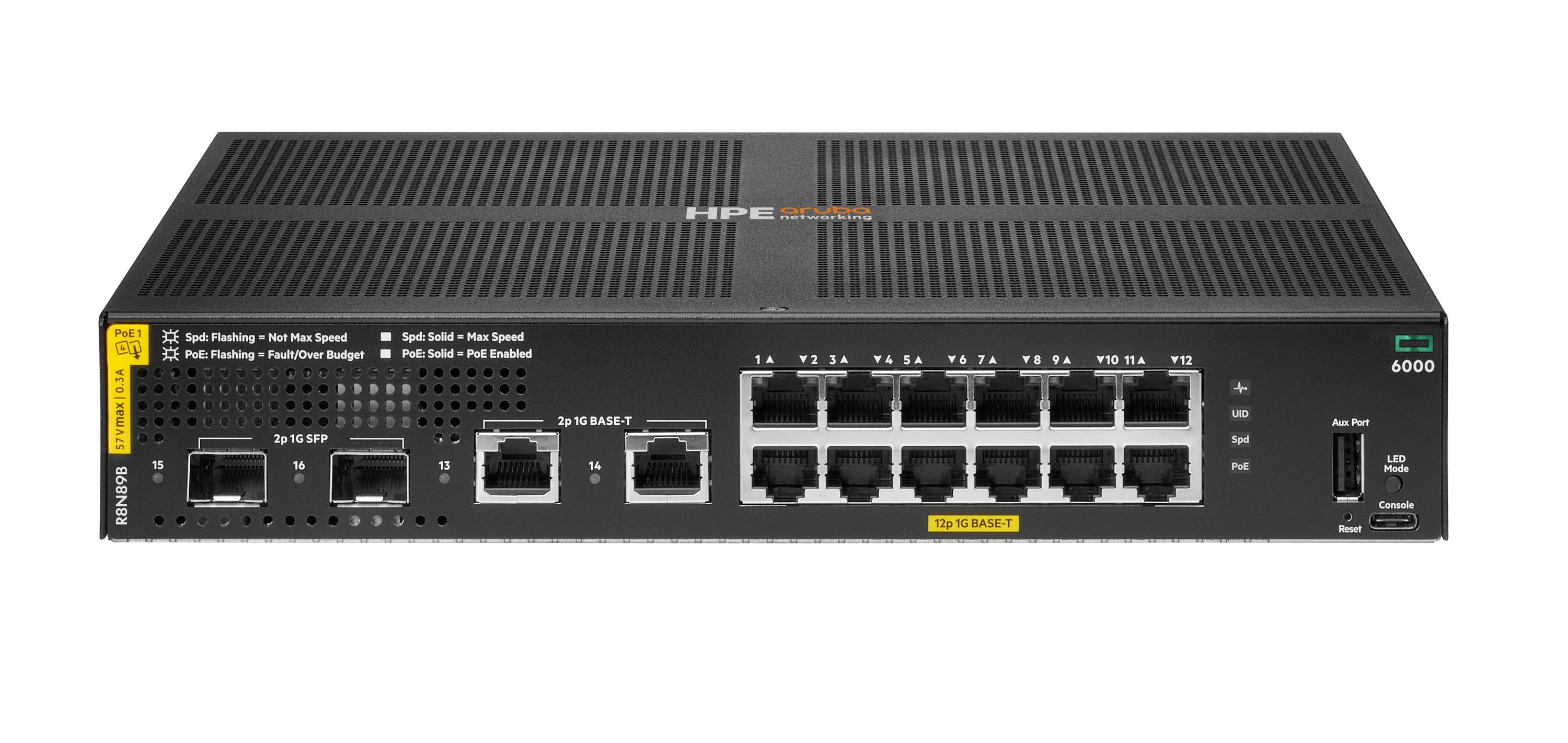 HPE Aruba Networking CX 6000 12p 10M/100M/1G Class4 PoE 2p SFP 1G 139W Switch - Switch - managed - 12 x 10/100/1000 (PoE-2