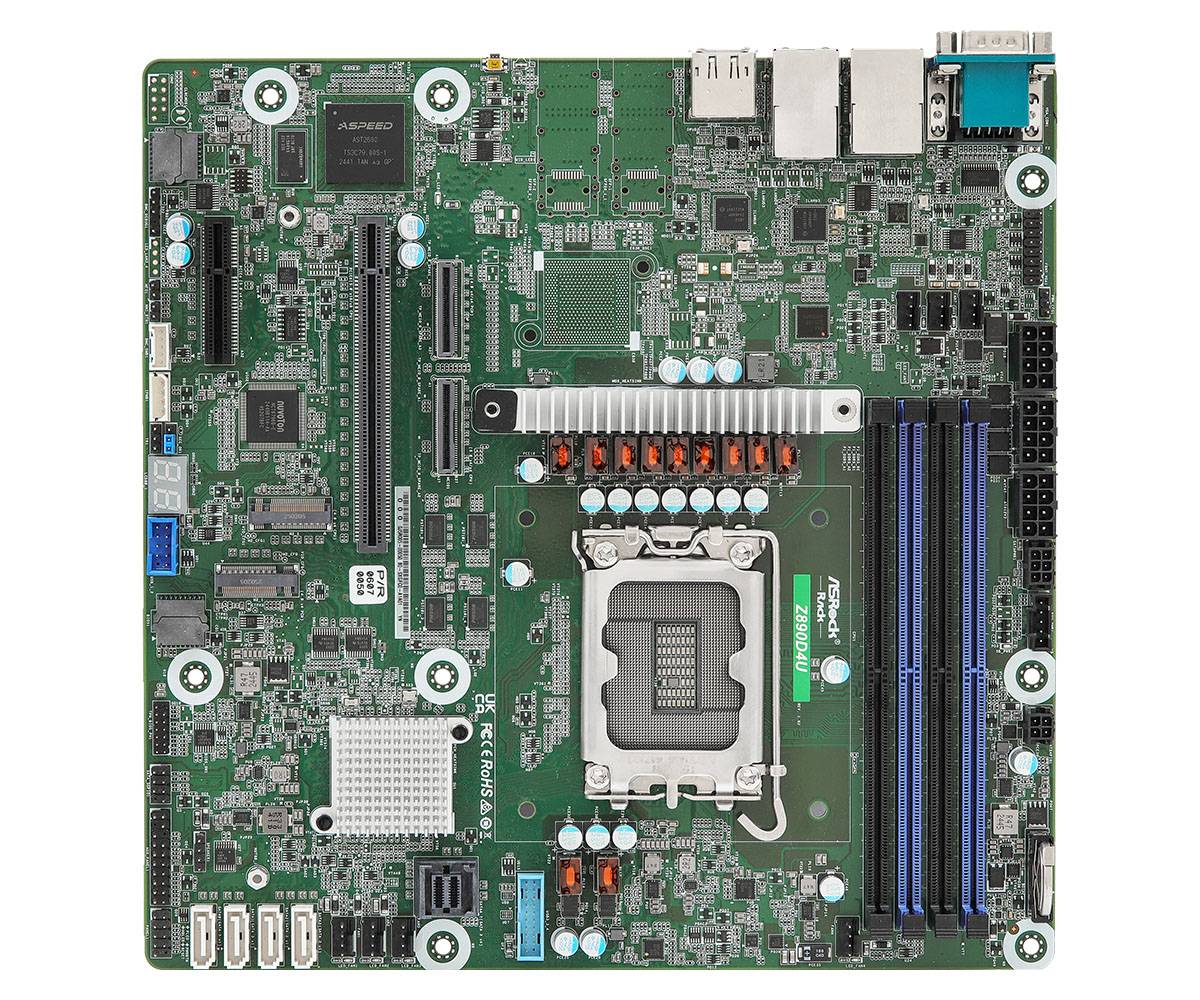 Asrock Z890D4U, Intel, LGA 1851 (Socket V1), Intel Core Ultra (Series 2), DDR5-SDRAM, 64 GB, DIMM-0