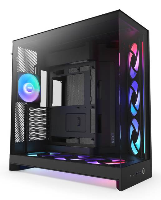 NZXT H9 Flow RGB+, Midi Tower, PC, Schwarz, ATX, EATX, micro ATX, Mini-ITX, Netz, SGCC, Gehärtetes Glas, Gaming-0