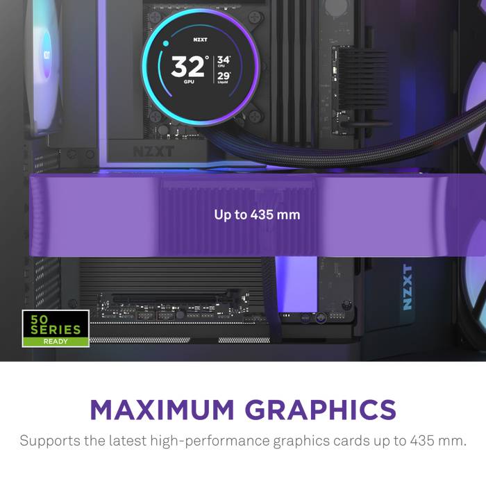 NZXT H9 Flow RGB+, Midi Tower, PC, Schwarz, ATX, EATX, micro ATX, Mini-ITX, Netz, SGCC, Gehärtetes Glas, Gaming-4