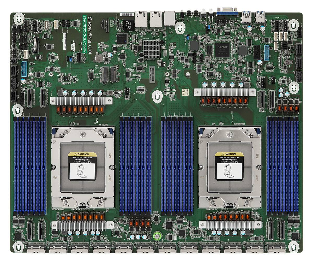 Asrock TURIN2D24G-2L+/500W, AMD, Socket SP5, AMD EPYC 9004, DDR5-SDRAM, 48 GB, DIMM-0