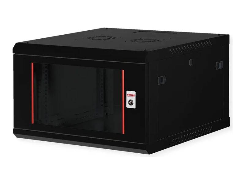 Roline Basic Plus - Gehäuse Netzwerkschrank - 600x600 BxT - geeignet für Wandmontage - Jet Black, RAL 9005 - 6U - 48.3 c-1