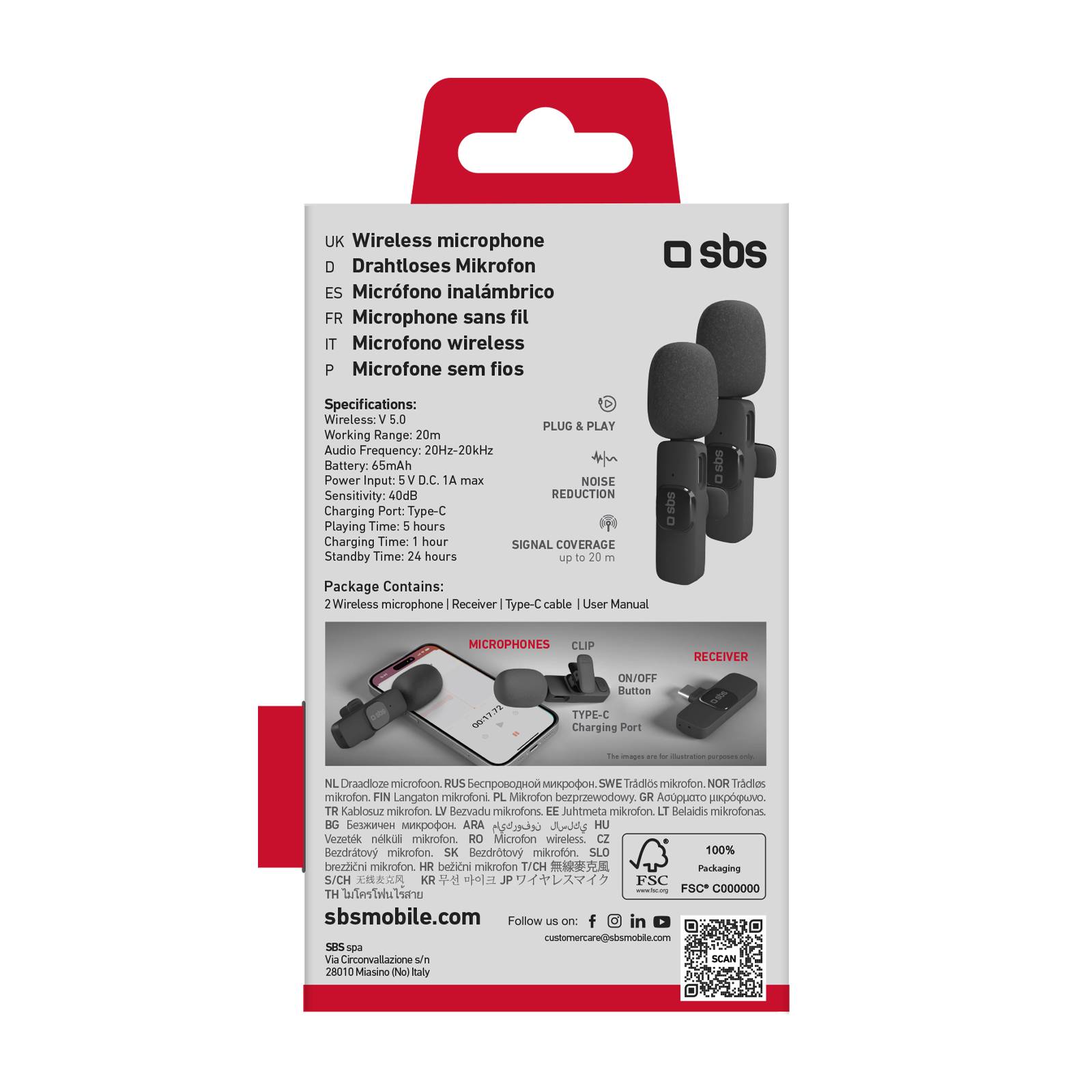 SBS Lavalier-Mikrofone mit USB-C-Empfänger, 2 Stück – Schwarz-2