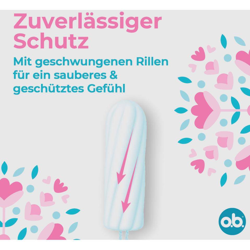 o.b.® Tampons normal, zuverlässiger Schutz, Wattefasern, 32/Pack, 7 Packungen/VE-3