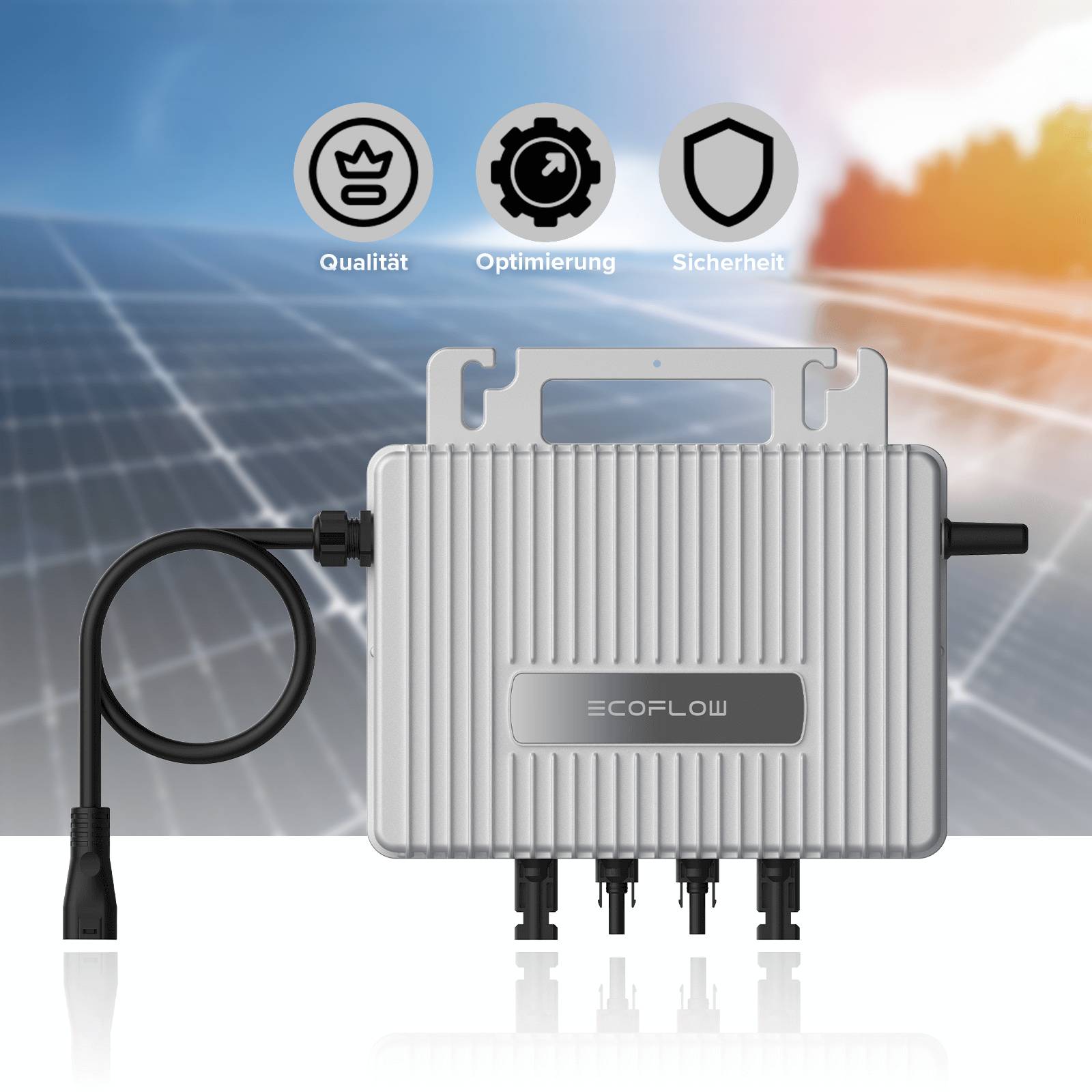 ECOFLOW Inverter 800 Watt für Balkonkraftwerk mit 5m Anschlusskabel und 4x 100cm Solarkabel-4
